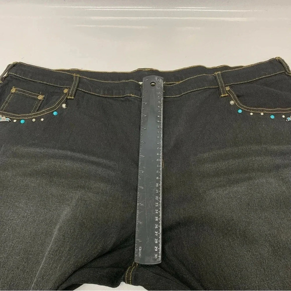 Diane Gilman‎ Crop Studded Jeans Woman 24WP  Black Pockets Western Boho Cassual - Picture 13 of 14